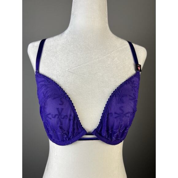 Victoria's Secret Other - Victoria's Secret Low Cut Demi Bra Nwt Very Sexy Purple Mesh Velvet VS Logo 34DD